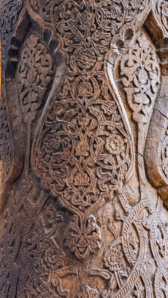 Carved wooden pillars